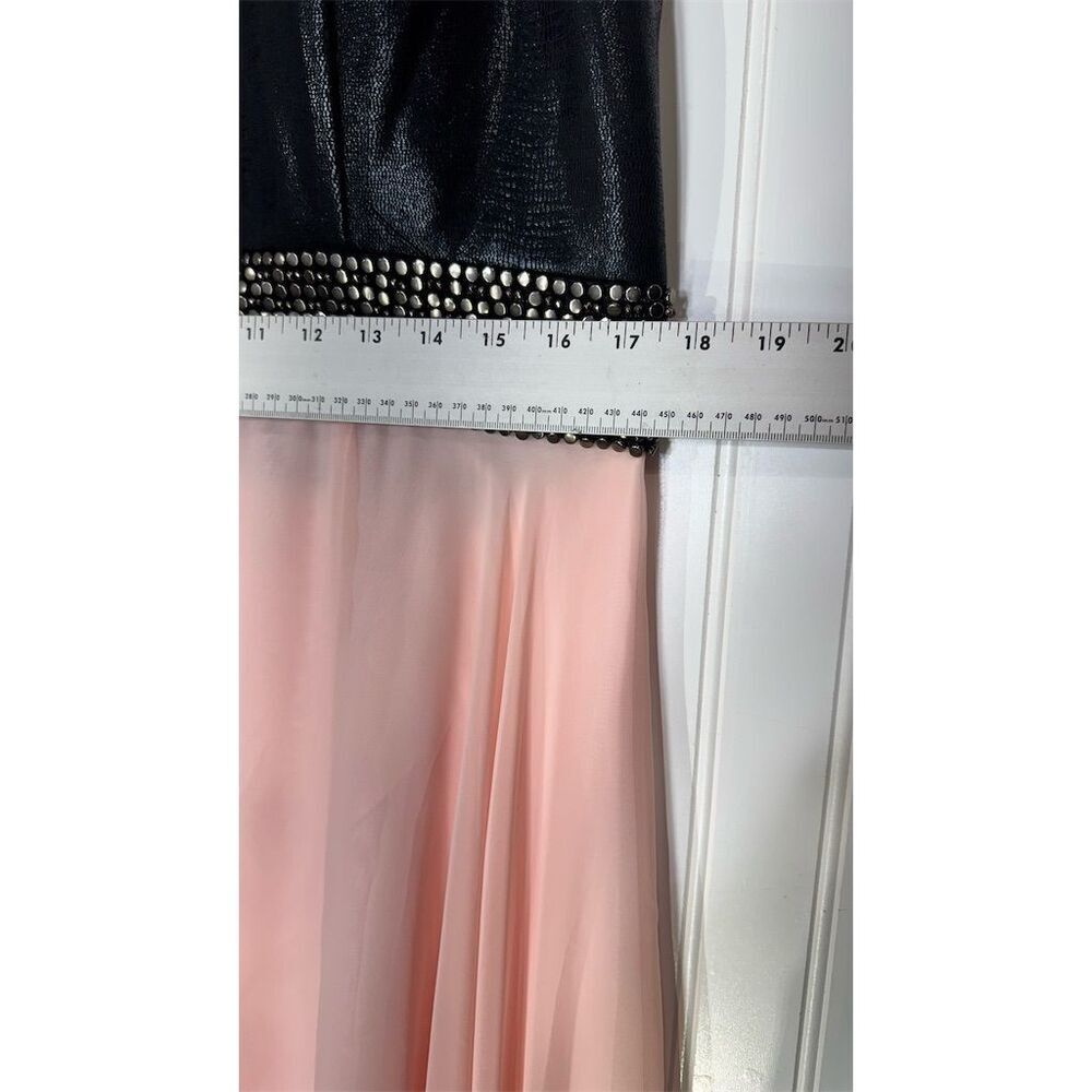Mac Duggal Black & Blush High-Slit Halter Maxi Dress - Picture 11 of 12